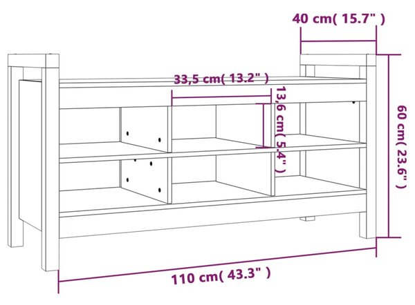 VidaXL Παγκάκι Χολ 110 x 40 x 60 εκ. από Μασίφ Ξύλο Πεύκου