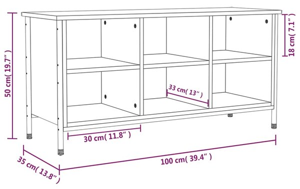 VidaXL Παπουτσοθήκη Sonoma Δρυς 100x35x50 εκ. από Επεξεργασμένο Ξύλο