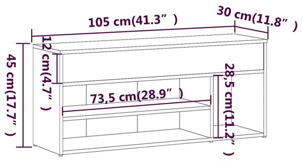 VidaXL Παπουτσοθήκη Γκρι Sonoma 105x30x45 εκ. από Επεξεργασμένο Ξύλο