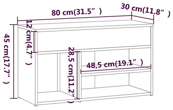 VidaXL Παπουτσοθήκη Καπνιστή Δρυς 80x30x45 εκ. από Επεξεργασμένο Ξύλο