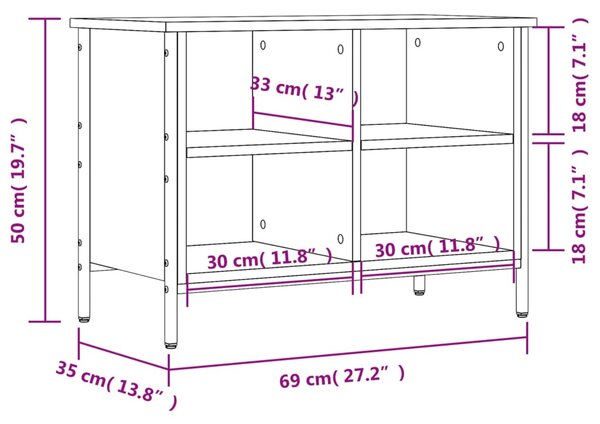 VidaXL Παπουτσοθήκη Sonoma Δρυς 69x35x50 εκ. από Επεξεργασμένο Ξύλο