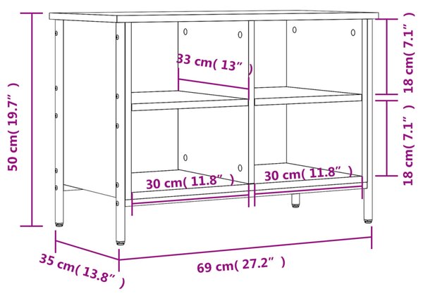 VidaXL Παπουτσοθήκη Καπνιστή Δρυς 69 x 35 x 50 εκ. από Επεξεργ. Ξύλο