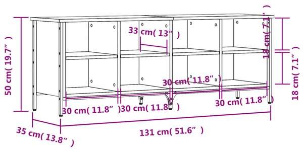 VidaXL Παπουτσοθήκη Sonoma Δρυς 131 x 35 x 50 εκ. από Επεξεργ. Ξύλο