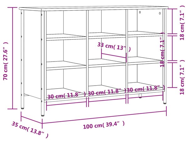 VidaXL Παπουτσοθήκη Καφέ Δρυς 100 x 35 x 70 εκ. από Επεξεργασμένο Ξύλο