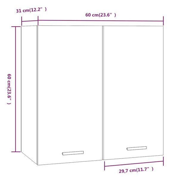 VidaXL Κρεμαστό Ντουλάπι Γκρι Sonoma 60x31 60 εκ. Επεξεργασμένο Ξύλο