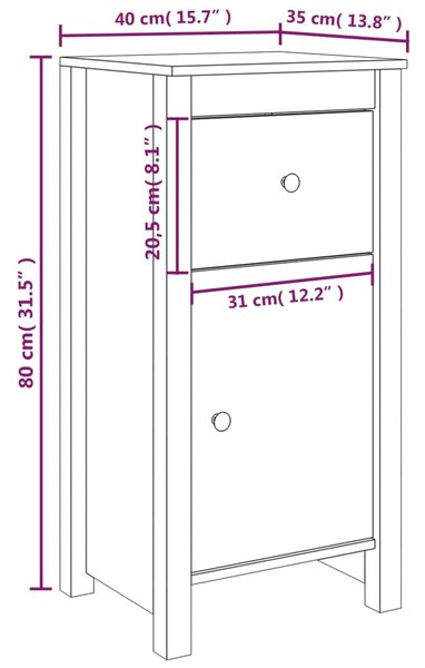 VidaXL Ντουλάπι Λευκό 40x35x80 εκ. από Μασίφ Ξύλο Πεύκου