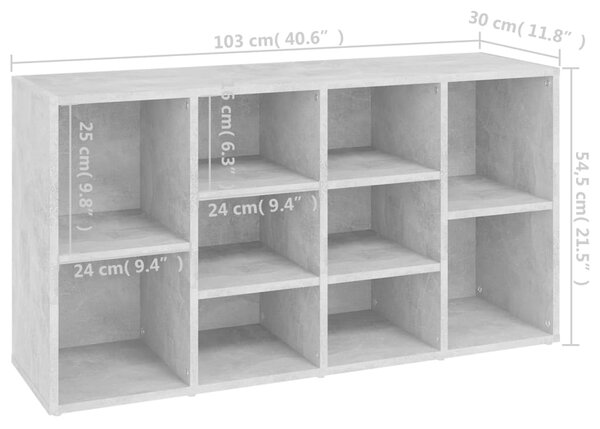 VidaXL Παπουτσοθήκη Γκρι Σκυροδέματος 103x30x54,5 εκ. από Επεξ. Ξύλο