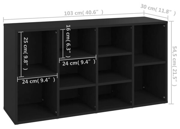 VidaXL Παπουτσοθήκη Μαύρη 103 x 30 x 54,5 εκ. από Επεξ. Ξύλο