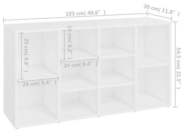 VidaXL Παπουτσοθήκη Λευκή 103 x 30 x 54,5 εκ. από Επεξ. Ξύλο