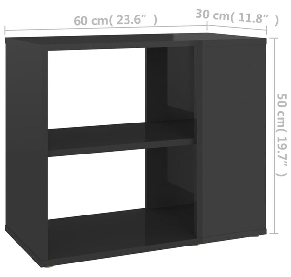 VidaXL Βοηθητικό Ντουλάπι Γυαλ. Γκρι 60 x 30 x 50 εκ. από Μοριοσανίδα