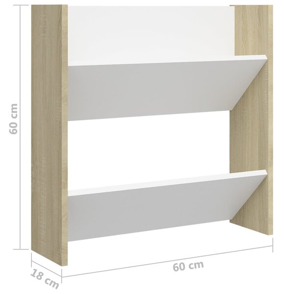 VidaXL Παπουτσοθήκες 4 τεμ. Λευκές/Sonoma Δρυς 60x18x60εκ. Επεξ Ξύλο