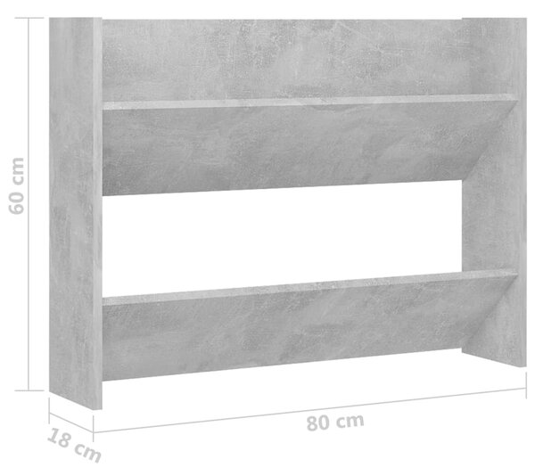 VidaXL Παπουτσοθήκη Τοίχου Γκρι Σκυρ. 80x18x60 εκ. Επεξ. Ξύλο