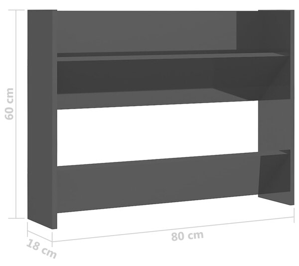 VidaXL Παπουτσοθήκες Τοίχου 2 τεμ. Γυαλ. Μαύρο 80x18x60εκ. Επεξ. Ξύλο