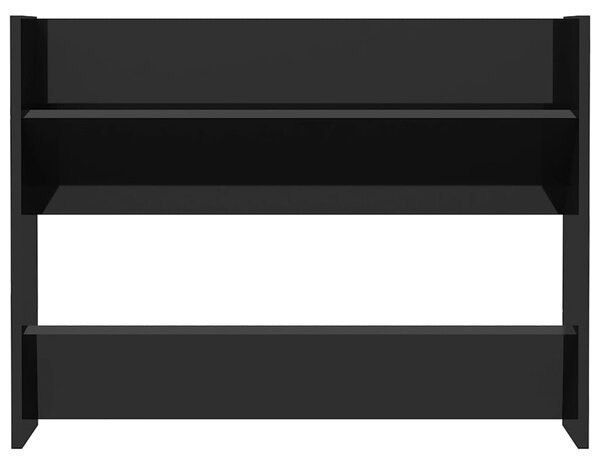 VidaXL Παπουτσοθήκη Τοίχου Γυαλιστερή Μαύρη 80x18x60εκ από Επεξ. Ξύλο
