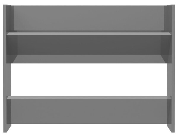 VidaXL Παπουτσοθήκες Τοίχου 2 τεμ. Γυαλ. Γκρι 80x18x60εκ. Επεξ. Ξύλο