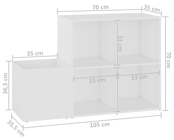 VidaXL Παπουτσοθήκη Χολ Λευκή 105 x 35,5 x 70 εκ. από Επεξ. Ξύλο