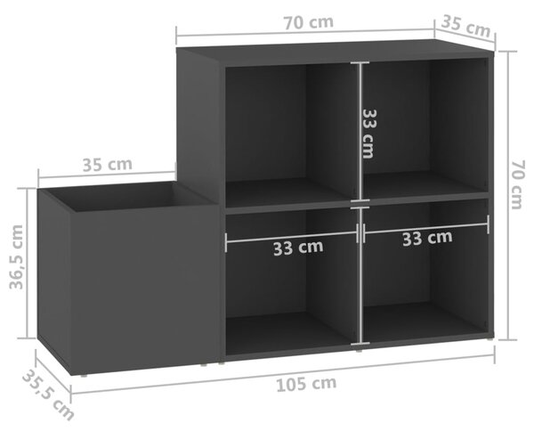 VidaXL Παπουτσοθήκη Χολ Γκρι 105 x 35,5 x 70 εκ. από Επεξ. Ξύλο