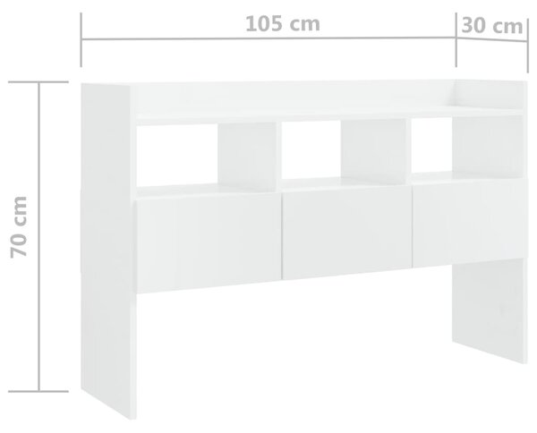 VidaXL Μπουφές Γυαλιστερό Λευκό 105 x 30 x 70 εκ. από Επεξ. Ξύλο