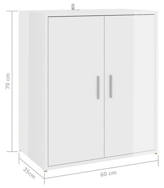 VidaXL Παπουτσοθήκη Γυαλιστερό Λευκό 60 x 35 x 70 εκ. από Επεξ. Ξύλο