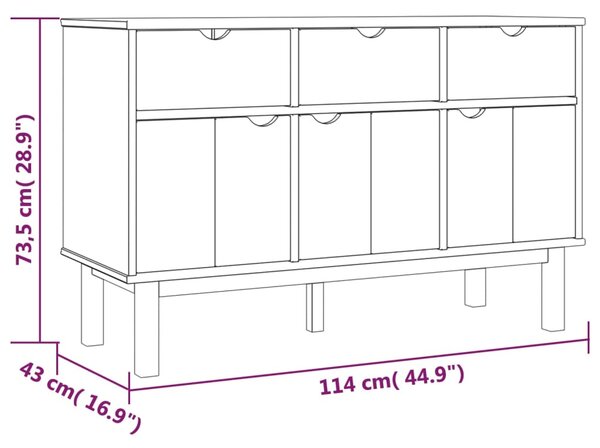 VidaXL Συρταριέρα OTTA Καφέ και Λευκό 114x43x73,5εκ. Μασίφ Ξύλο Πεύκου