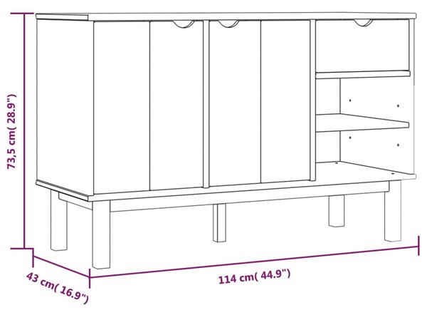 VidaXL Συρταριέρα OTTA Καφέ και Γκρι 114x43x73,5 εκ. Μασίφ Ξύλο Πεύκου