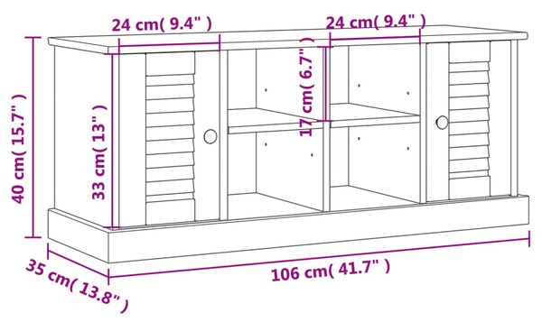 VidaXL Παπουτσοθήκη VIGO 106 x 35 x 45 εκ. από Μασίφ Ξύλο Πεύκου