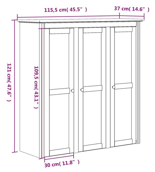 VidaXL Ντουλάπι BODO Λευκό από Μασίφ Ξύλο Πεύκου με Γυάλινες Πόρτες