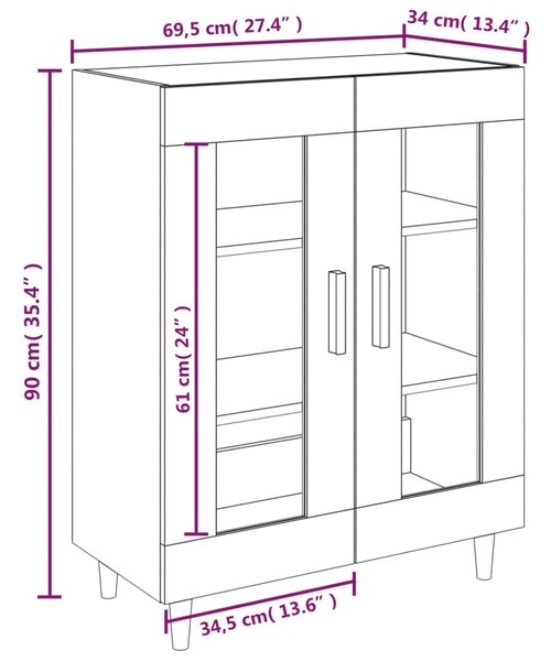 VidaXL Ντουλάπι Καπνιστή Δρυς 69,5 x 34 x 90 εκ. Επεξεργασμένο Ξύλο