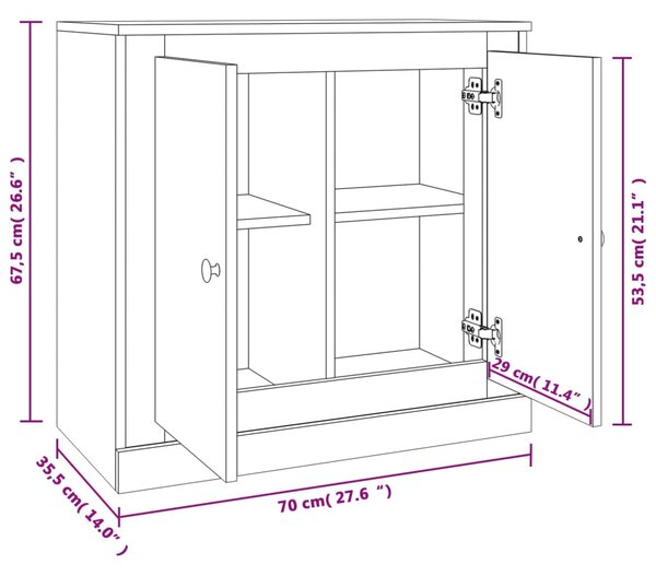 VidaXL Μπουφές Καπνιστή Δρυς 70x35,5x67,5 εκ. από Επεξεργασμένο Ξύλο