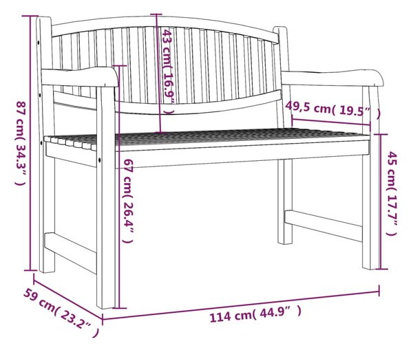 VidaXL Παγκάκι Κήπου 114 x 59 x 87 εκ. από Μασίφ Ξύλο Teak