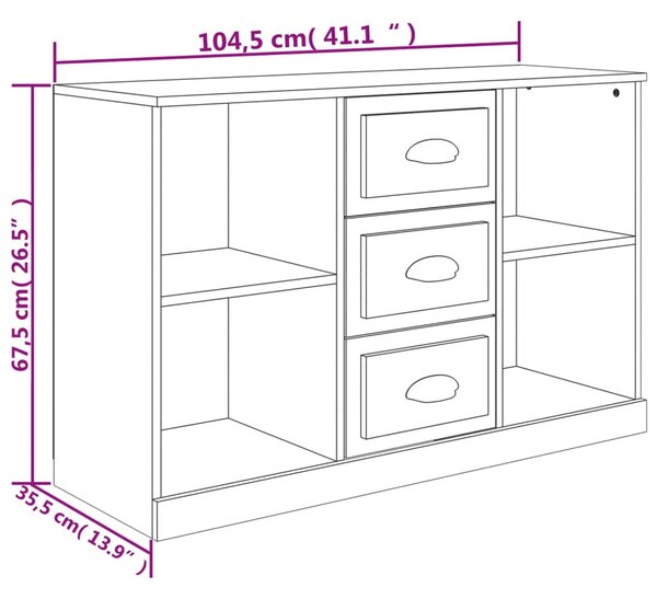 VidaXL Μπουφές Καφέ Δρυς 104 x 35,5 x 67,5 εκ. από Επεξεργασμένο Ξύλο