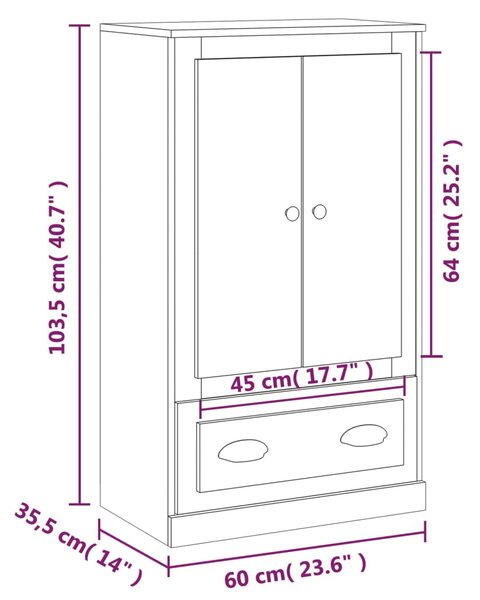 VidaXL Ντουλάπι Γκρι Sonoma 60x35,5x103,5 εκ. από Επεξεργασμένο Ξύλο