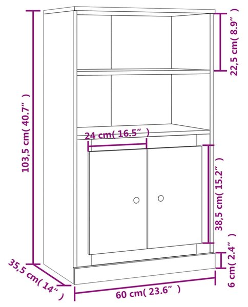 VidaXL Ντουλάπι Καφέ δρυς 60 x 35,5 x 103,5 εκ. από Επεξεργασμένο Ξύλο