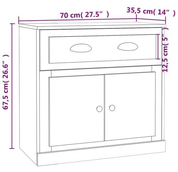 VidaXL Μπουφές Καπνιστή Δρυς 70x35,5x67,5 εκ. από Επεξεργασμένο Ξύλο