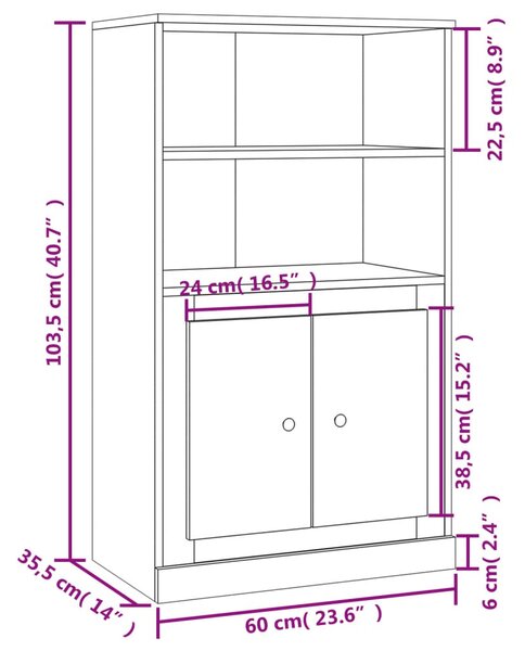 VidaXL Ντουλάπι Λευκό 60 x 35,5 x 103,5 εκ. από Επεξεργασμένο Ξύλο