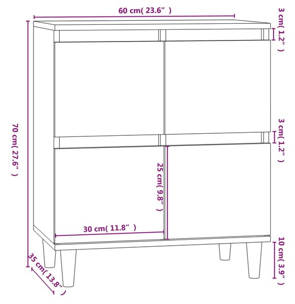 VidaXL Συρταριέρα Sonoma Δρυς 60x35x70 εκ. Επεξεργασμένο Ξύλο