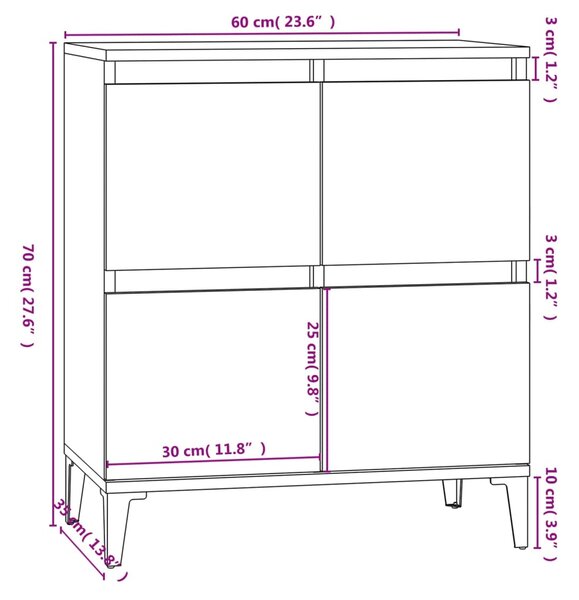 VidaXL Μπουφές Καφέ Δρυς 60x35x70 εκ. από Επεξεργασμένο Ξύλο