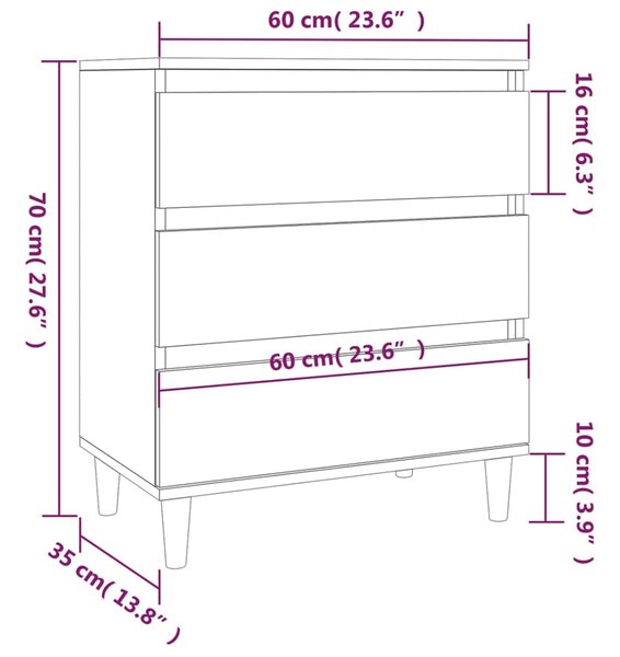 VidaXL Μπουφές Καφέ Δρυς 60x35x70 εκ. από Επεξεργασμένο Ξύλο