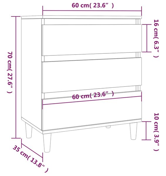 VidaXL Ντουλάπι Μαύρο 60x35x70 εκ. από Επεξεργασμένο Ξύλο