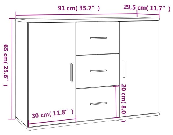 VidaXL Ντουλάπι Λευκό 91 x 29,5 x 65 εκ. από Επεξεργασμένο Ξύλο