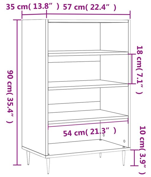 VidaXL Ραφιέρα Γκρι Sonoma 57 x 35 x 90 από Επεξεργασμένο Ξύλο