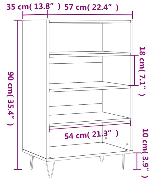 VidaXL Ραφιέρα Sonoma Δρυς 57 x 35 x 90 από Επεξεργασμένο Ξύλο