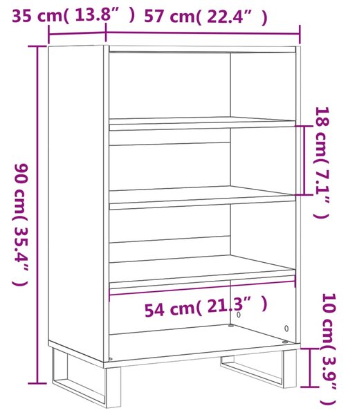 VidaXL Ραφιέρα Γκρι Sonoma 57 x 35 x 90 από Επεξεργασμένο Ξύλο