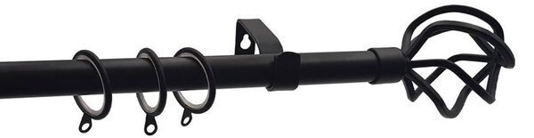 Κουρτινόξυλο Φ19mm Μονό Επεκτεινόμενο 160-300cm Με Άκρα Grace Ball Cage Black Mat 790224