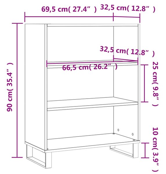 VidaXL Ραφιέρα Sonoma Δρυς 69,5 x 32,5 x 90 εκ. από Επεξεργασμένο Ξύλο