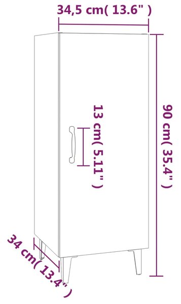 VidaXL Ντουλάπι Μαύρο 34,5 x 34 x 90 εκ. από Επεξεργασμένο Ξύλο