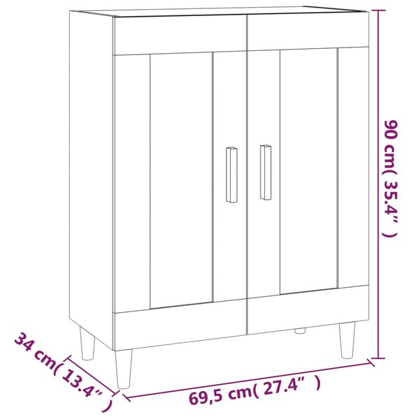 VidaXL Ντουλάπι Γκρι Σκυροδέματος 69,5x34x90 εκ. Επεξεργασμένο Ξύλο