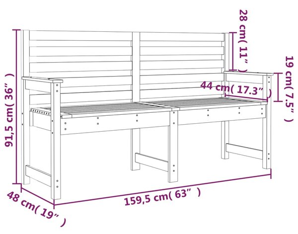 VidaXL Παγκάκι Κήπου Λευκό 159,5 x 48 x 91,5 εκ. από Μασίφ Ξύλο Πεύκου