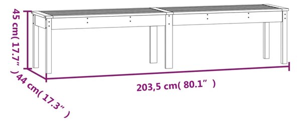 VidaXL Πάγκος Κήπου Διθέσιος 203,5x44x45 εκ. Μασίφ Ξύλο Πεύκου