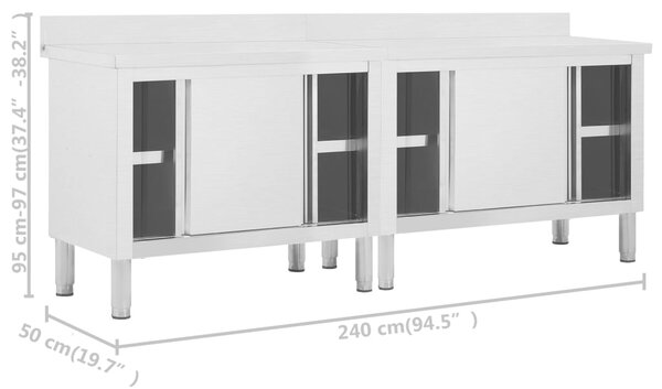 VidaXL Ερμάρια Συρόμενες Πόρτες 2 τεμ. 240x50x(95-97) εκ. Ανοξ. Ατσάλι